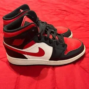 Jordan | Shoes | 222 Air Jordan Mid Gs Black Fire Red | Poshmark